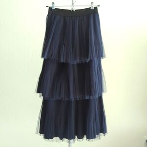 Storets Navy Tiered Mesh Skirt